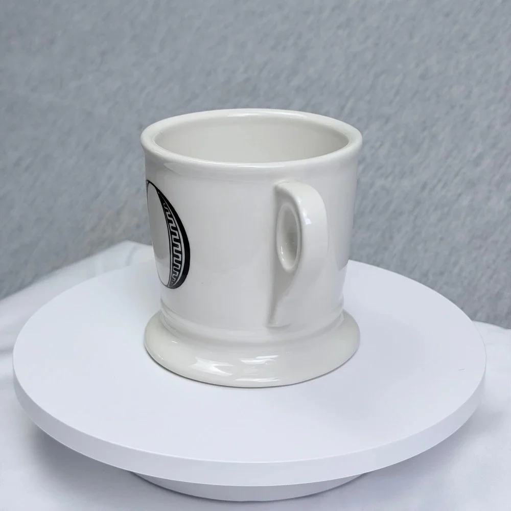 West Elm Monogram Letter O Coffee Mug White Ceramic Greek Key Pattern Diner Mug